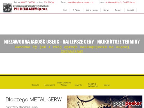 PHU METAL-SERW Sp. z o.o. to serwis maszyn JCB, CASE, CAT, Liebherr, Kubota oraz innych. Spółka zajmuje się dostarczaniem profesjonalnych usług z branży mechaniki maszyn i hydrauliki siłowej. Za jej pośrednictwem właściciele sprzętu rolniczego i budowlanego mogą przywrócić sprawność swoim maszyną za przystępną cenę i w bardzo szybkim czasie. Firma funkcjonuje na terenie woj. zachodniopomorskiego i lubuskiego. 