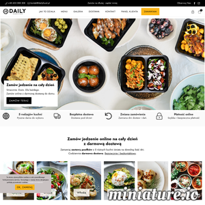 Zamów jedzenie online na cały dzień
z darmową dostawą
Zamawiaj zestawy posiłków z 5 różnych kuchni świata na dowolną ilość dni.
Codziennie darmowa dostawa. Bezpiecznie i bezkontaktowo.

Przygotowaliśmy dla Ciebie najlepsze dania kuchni polskiej, włoskiej, greckiej, azjatyckiej i wegetariańskiej.
Każdego dnia możesz wybrać zestaw posiłków z 5 różnych kuchni świata.
Sprawdź nasze menu i przekonaj się, że warto zamówić jedzenie online na Daily. ./_thumb1/dailyfood.pl.png