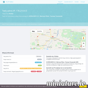 E-ip.pl to proste i skuteczne narzędzie pozwalającym każdemu użytkownikowi na sprawdzenie numeru IP swojego urządzenia oraz geolokalizację każdego urządzenia podpiętego do globalnej sieci internetowej. W łatwy i szybki sposób możesz dowiedzieć się pod jakim adresem IP Twój komputer widnieje w sieci oraz sprawdzić dokładne położenie urządzenia (serwera, komputera lub nawet drukarki) jeśli znany Ci jest jego numer IP. Serwis umożliwia poznanie miejsca (miasta, państwa czy nawet współrzędnych geograficznych danego numeru ip) szukanego numeru IP, ale także informacje o dostawcy usług internetowych (ISP) dla danego urządzenia. Jęsli chcesz dowiedzieć się o swoim IP lub sprawdzić fizyczne położenie swojego serwera e-ip jest dla Ciebie. ./_thumb1/e-ip.pl.png