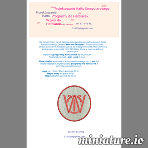 Wykonuję programy hafciarskie do wszystkich hafciarek, format: .dst, .emb, i inne.
Wzory haftu wykonuję z wzorca wektorowego np. z .cdr lub innych wzorców, wykonuję też programy do hafciarek z wzorców niewektorowych.
Logo np. 10cm / 10cm kosztuje 50 zł.
Napis duży na plecy 40 zł
Napis mały na przód 20-30 zł
 