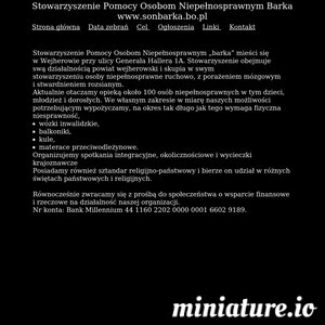 Stowarzyszenie Pomocy Osobom Niepełnosprawnym &#8222;barka&#8221; mieści się 
w Wejherowie przy ulicy Generała Hallera 1A. Stowarzyszenie obejmuje 
swą działalnością powiat wejherowski i skupia w swym 
stowarzyszeniu osoby niepełnosprawne ruchowo, z po ./_thumb1/www.sonbarka.bo.pl.png