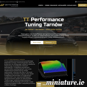 Firma została stworzona przez prawdziwego pasjonata tuningu motoryzacyjnego, który na przestrzeni lat zbodywając wiedzę w dziedzinie chiptuningu na podstawie własnych doświadczeń i modyfikacji prywatnych samochodów wysokopręznych oraz turbo dołądowanych postanowił tę wiedze wykorzystać i stworzyć dla Was w Tarnowie profesjonalny warsztat tunigowy, który dzięki modyfikacji sterowników na oryginalnych urządzeniach oraz najnowocześniejszym oprogramowaniu sprawi że cała procedura "chiptuningu" zostanie przeprowadzona bezpiecznie dla Waszego samochodu a jego użytkownik będzie w pełni usatysfakcjonowany z efektu finalnego .